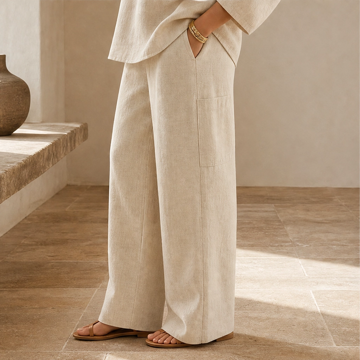 Solance – Batwing Sleeve Blouse &amp; Wide-Leg Pants Two-Piece Set + 50% OFF