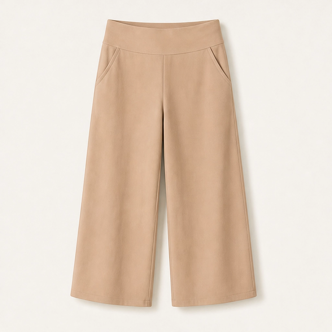 Sereva – High-Waisted Wide-Leg Stretch Capri Pants with Pockets + 50% OFF