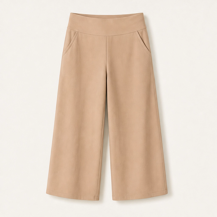 Sereva – High-Waisted Wide-Leg Stretch Capri Pants with Pockets + 50% OFF