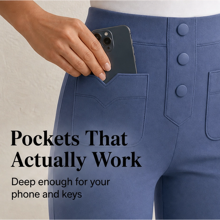 Velura – High-Waist Stretch Wide-Leg Pants with 4 Deep Pockets + 50% OFF