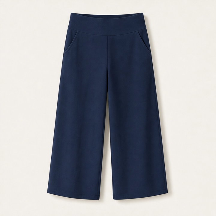 Sereva – High-Waisted Wide-Leg Stretch Capri Pants with Pockets + 50% OFF