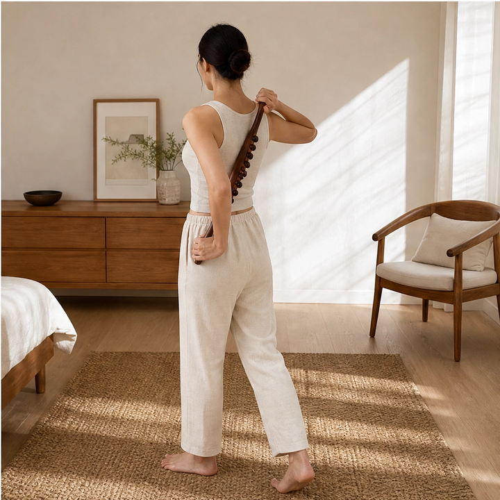 Kneadwell – Curved Beechwood Massage Roller Stick for Back, Legs &amp; Shoulders + 50% OFF