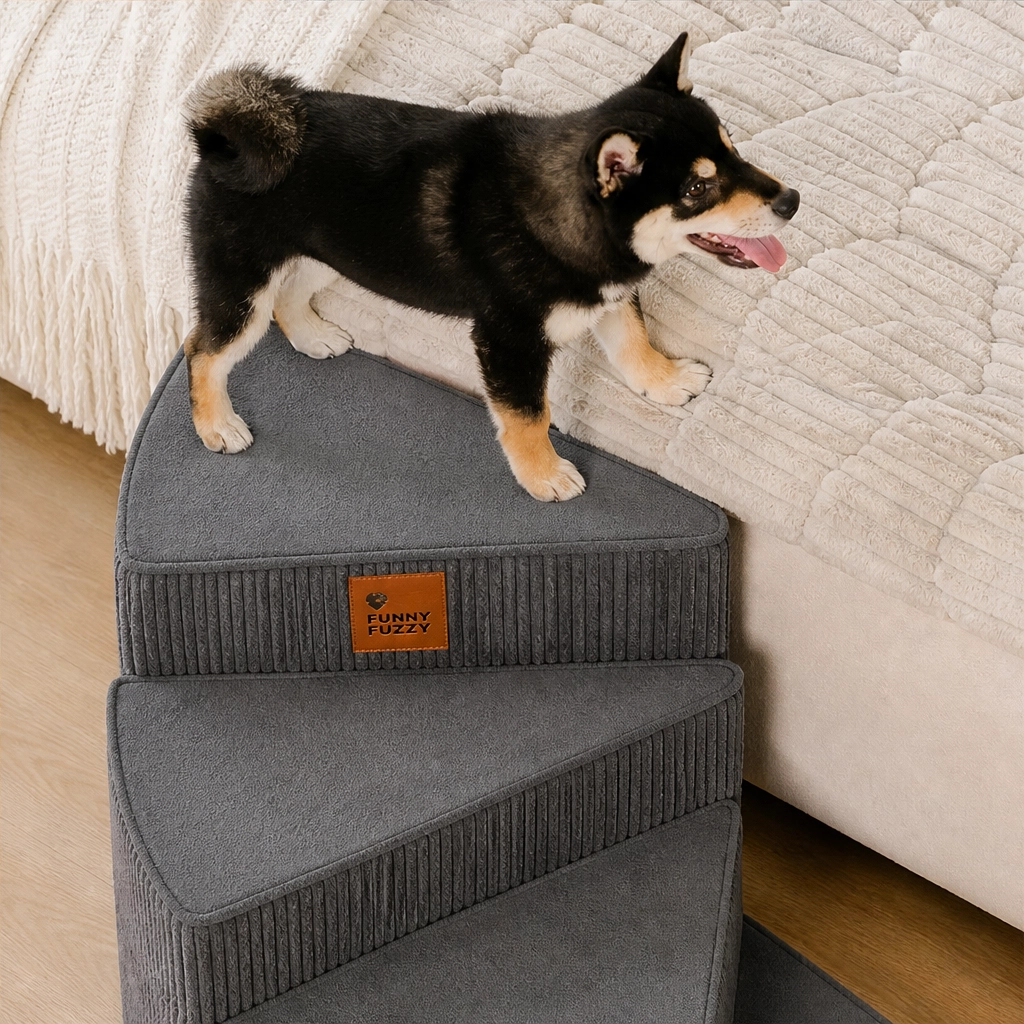 Pawcrest – Joint-Friendly Spiral Pet Stairs with Washable Corduroy Cover + 50% OFF