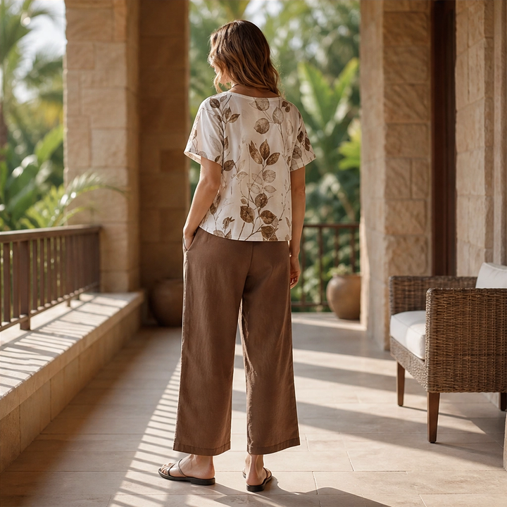 Fernelle – Breathable Botanical Two-Piece Lounge Set with Pendant + 50% OFF