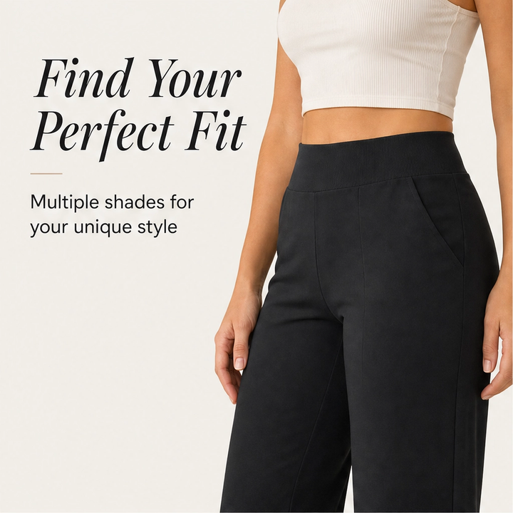 Sereva – High-Waisted Wide-Leg Stretch Capri Pants with Pockets + 50% OFF