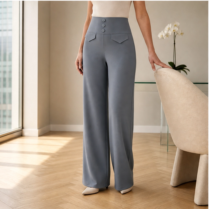 Velura – High-Waist Stretch Wide-Leg Pants with 4 Deep Pockets + 50% OFF