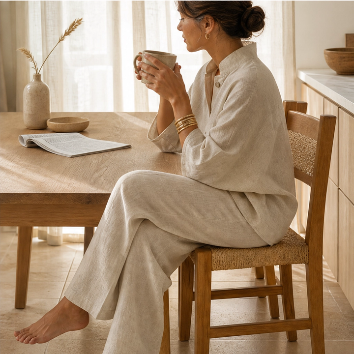 Solance – Batwing Sleeve Blouse &amp; Wide-Leg Pants Two-Piece Set + 50% OFF