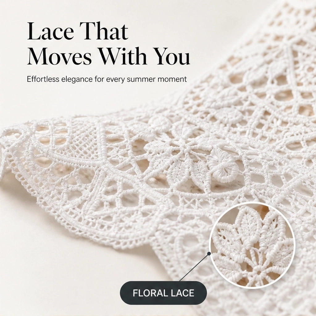 Solmara – Square Neck Smocked Lace Mini Dress + 50% OFF