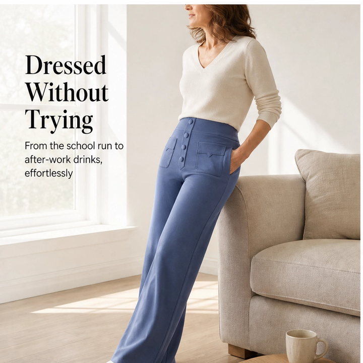 Velura – High-Waist Stretch Wide-Leg Pants with 4 Deep Pockets + 50% OFF