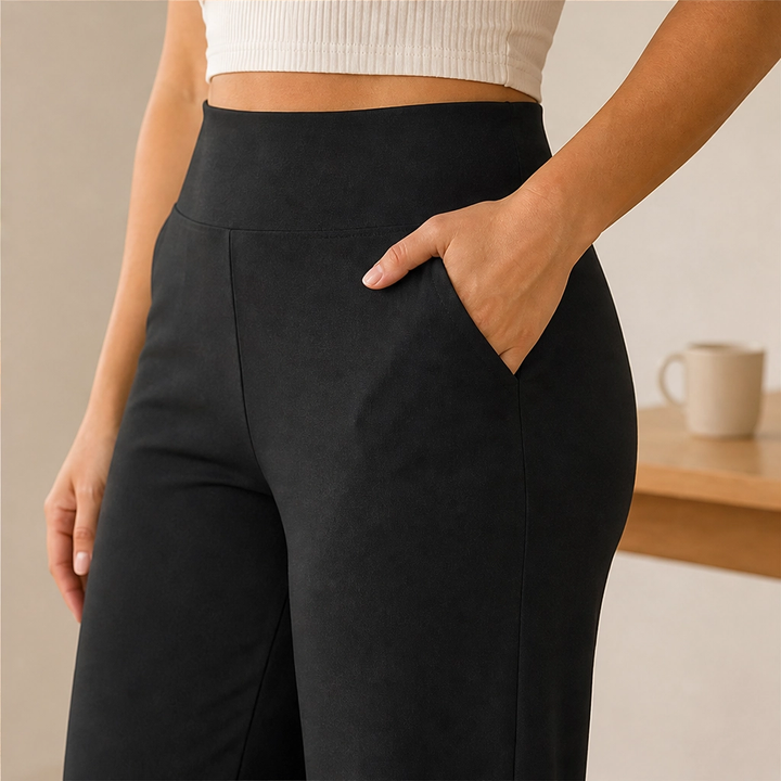 Sereva – High-Waisted Wide-Leg Stretch Capri Pants with Pockets + 50% OFF