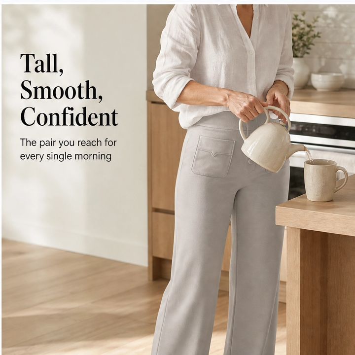 Velura – High-Waist Stretch Wide-Leg Pants with 4 Deep Pockets + 50% OFF