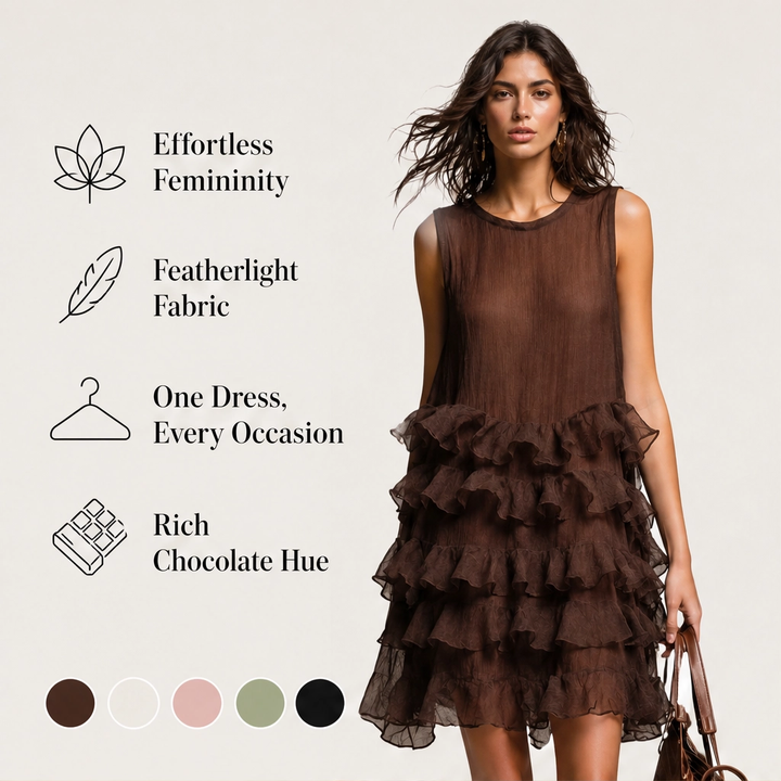 Solará – Lightweight Tiered Ruffle Chiffon Mini Dress + 50% OFF