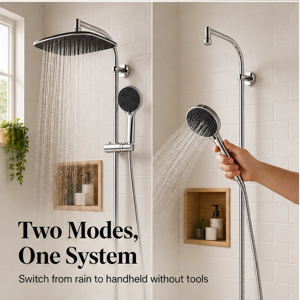 Monsora – 3-Way Air-In Rainfall &amp; Handheld High-Pressure Shower Head Combo + 50% OFF