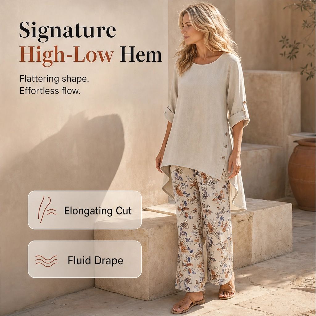 Willowen – Breathable Cotton-Linen High-Low 2-Piece Boho Summer Set + 50% OFF