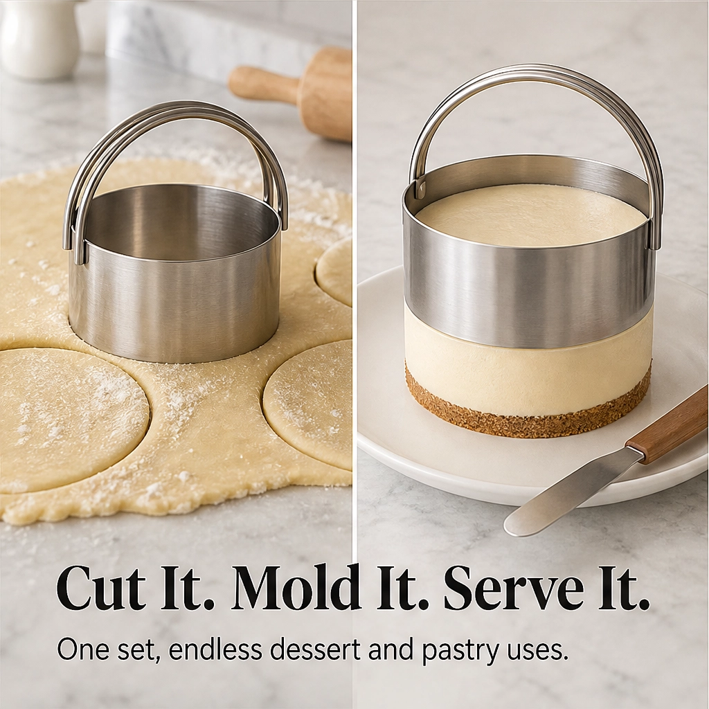 Hearthen – Sharp-Edge 5-Piece Stainless Steel Pastry &amp; Biscuit Cutter Set + 50% OFF