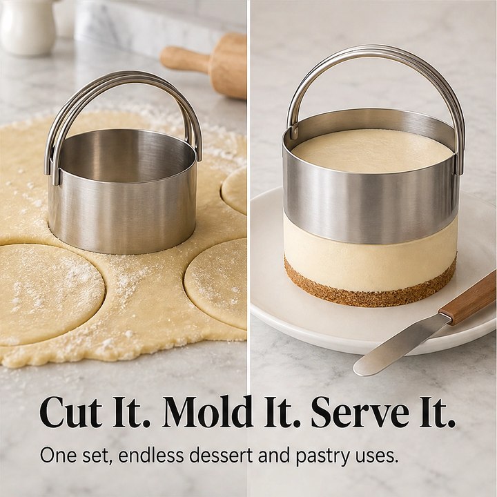 Hearthen – Sharp-Edge 5-Piece Stainless Steel Pastry &amp; Biscuit Cutter Set + 50% OFF