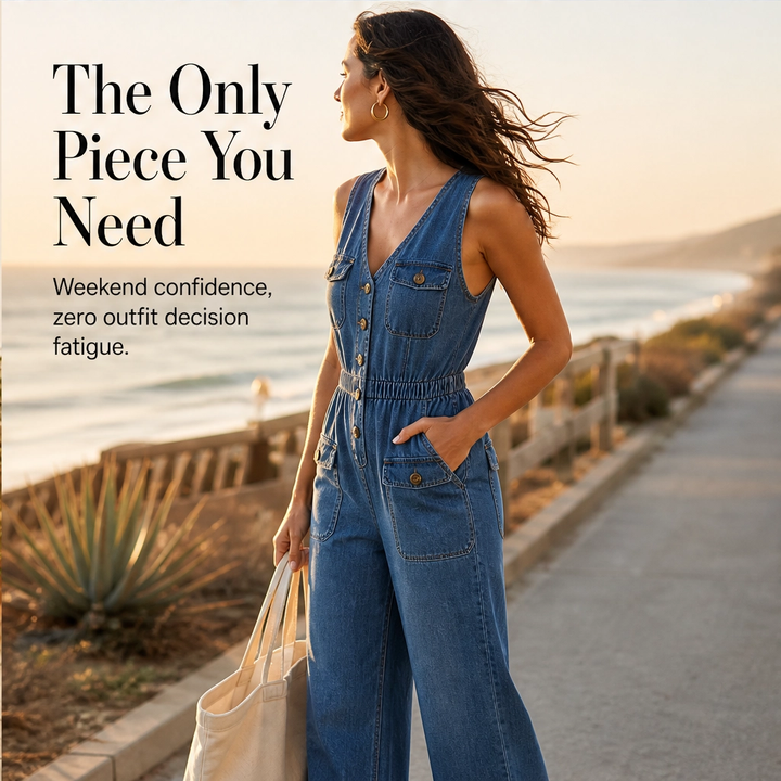 Willowdrift – Button-Front Wide-Leg Denim Jumpsuit + 50% OFF