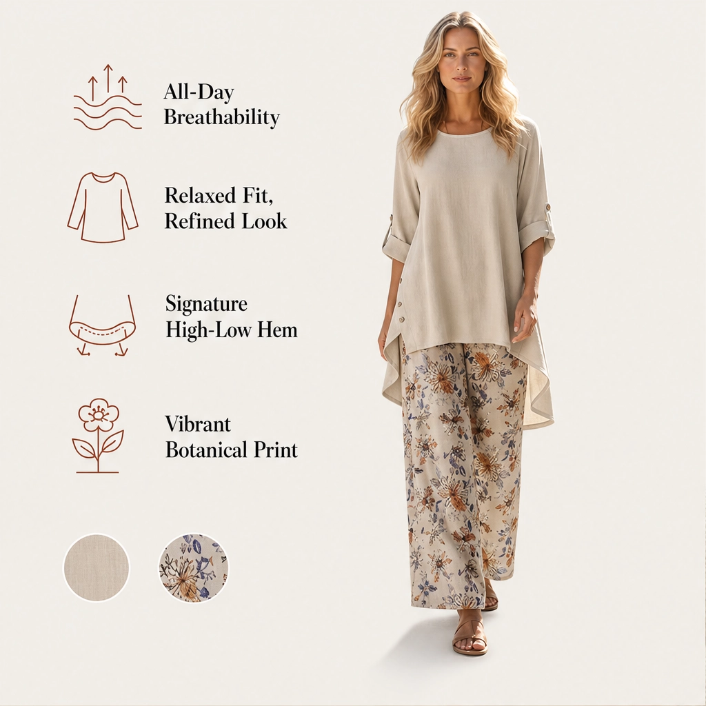 Willowen – Breathable Cotton-Linen High-Low 2-Piece Boho Summer Set + 50% OFF