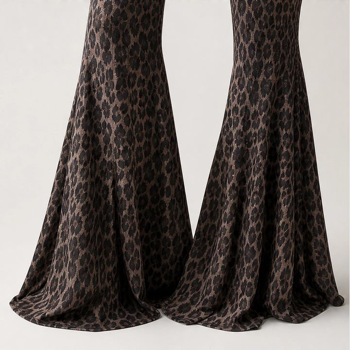 Sableau – Leopard-Print Chiffon Wide-Flare Trousers+ 50% OFF