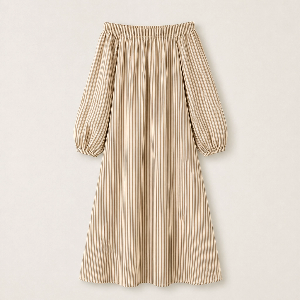 Solene – Off-Shoulder Lantern-Sleeve Maxi Dress with Pockets + 50% OFF