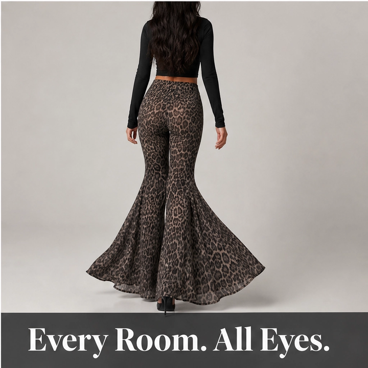 Sableau – Leopard-Print Chiffon Wide-Flare Trousers+ 50% OFF