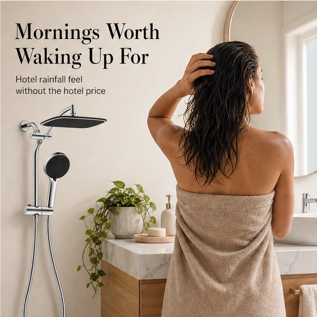 Monsora – 3-Way Air-In Rainfall &amp; Handheld High-Pressure Shower Head Combo + 50% OFF