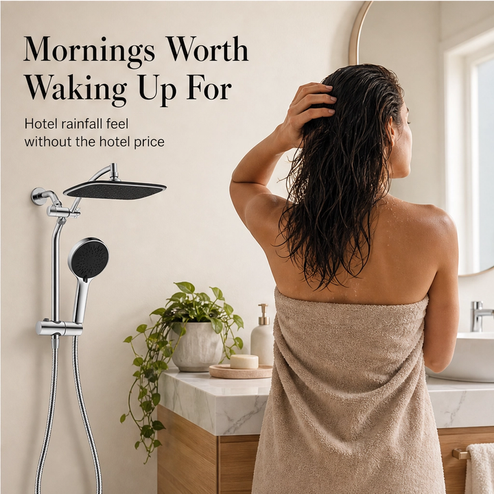 Monsora – 3-Way Air-In Rainfall &amp; Handheld High-Pressure Shower Head Combo + 50% OFF