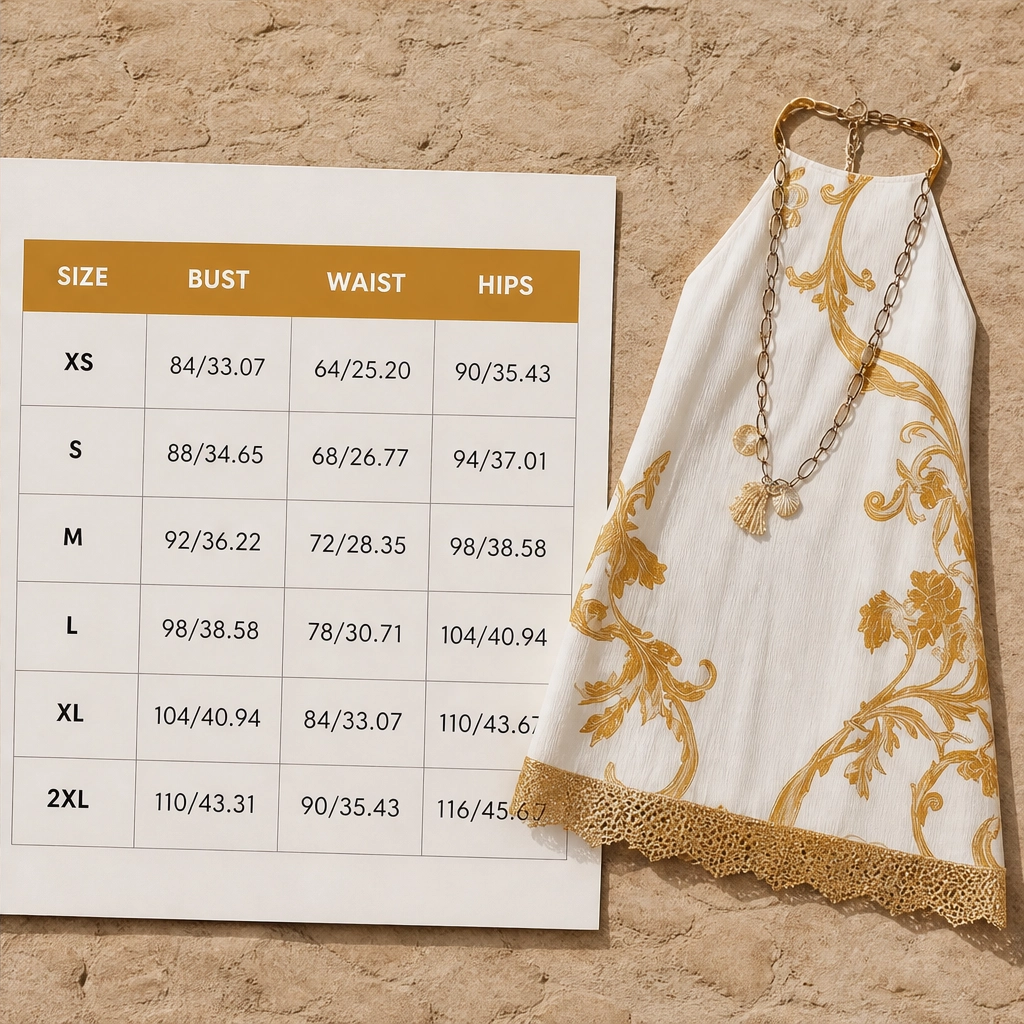 Solenne – Gold Baroque Print Lace-Trim Sleeveless Mini Dress + 50% OFF