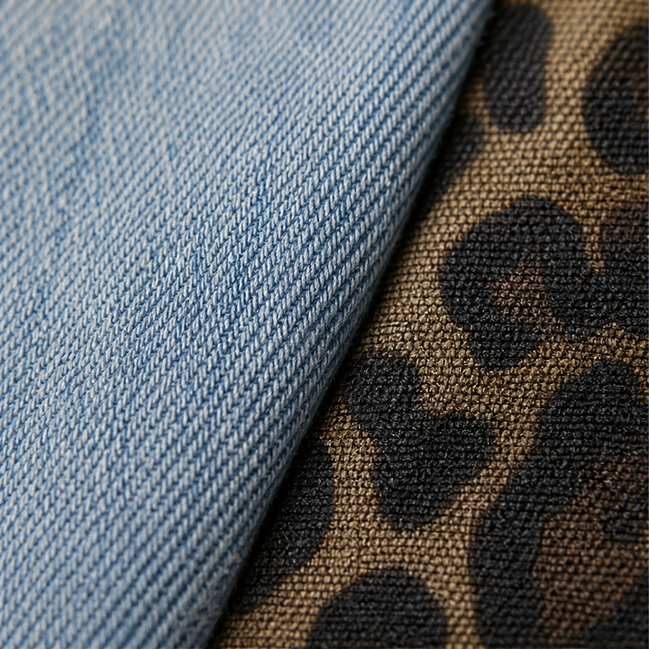 Prowl – Leopard Patchwork Wide-Leg Cotton Jeans + 50% OFF