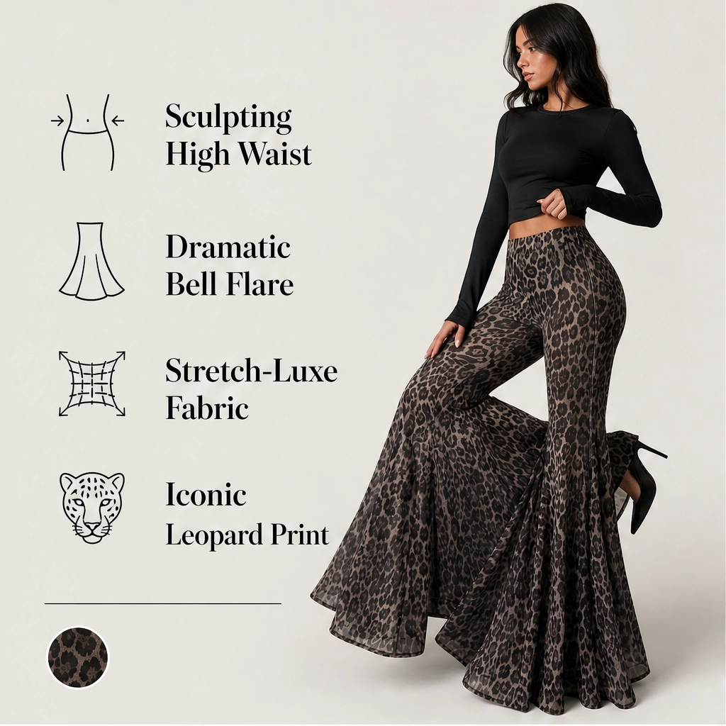Sableau – Leopard-Print Chiffon Wide-Flare Trousers+ 50% OFF