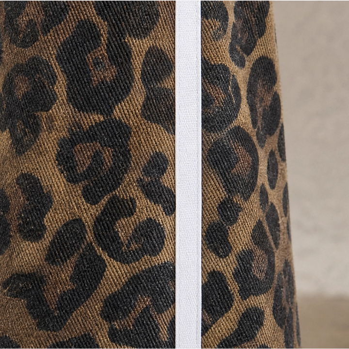 Prowl – Leopard Patchwork Wide-Leg Cotton Jeans + 50% OFF