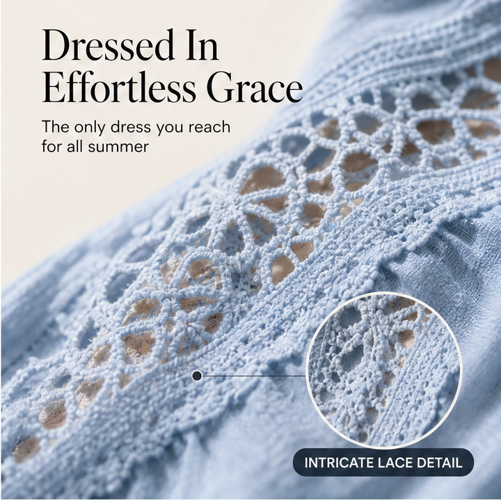 Solenne – Sleeveless V-Neck Lace-Trim Midi Dress with Pockets + 50% OFF