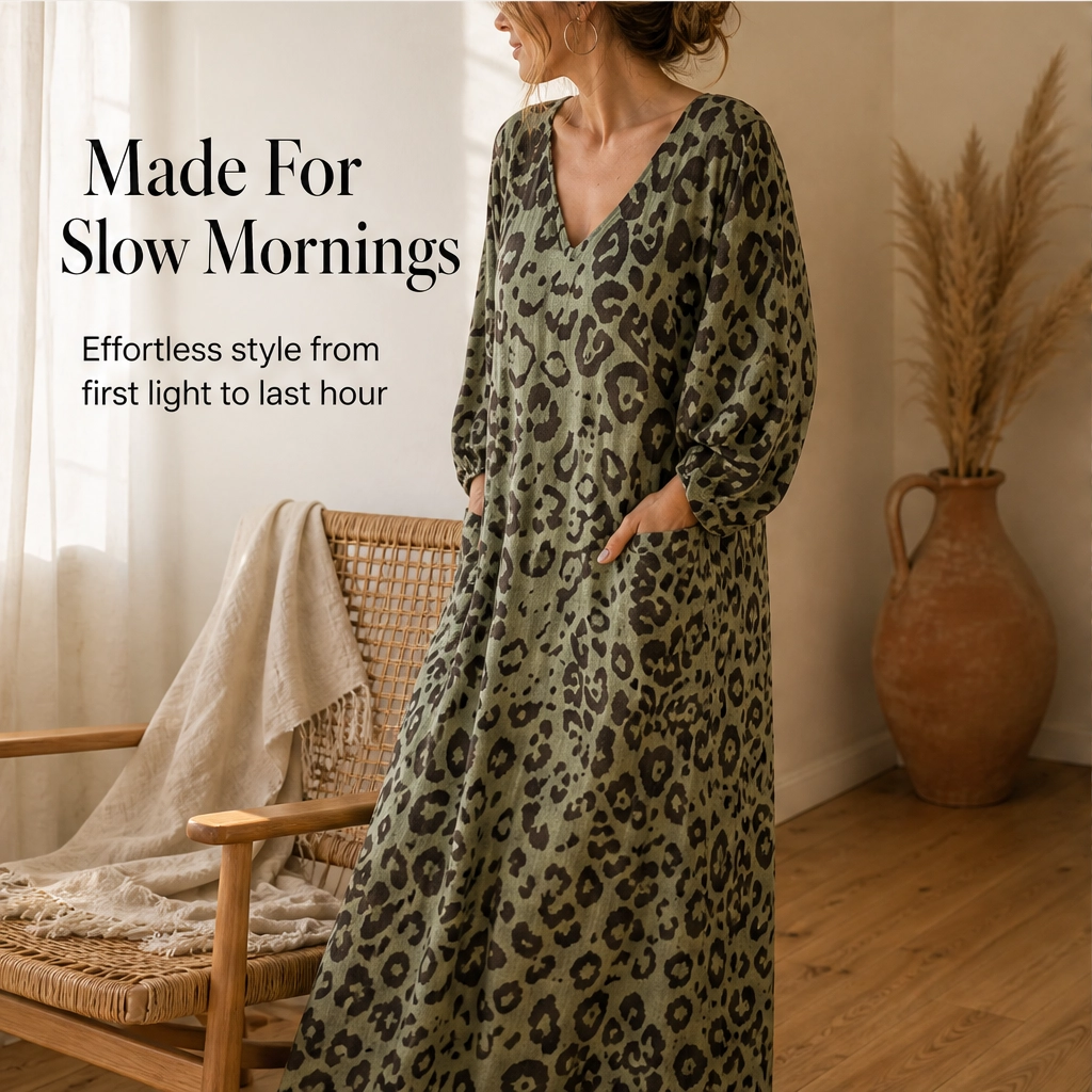 Wrenly – Flowy V-Neck Maxi Dress with Hidden Pockets + 50% OFF