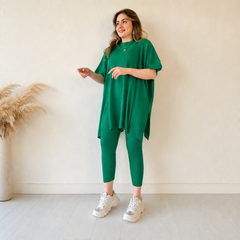 Ribleigh – Oversized Rib-Knit Top & Trouser Two-Piece Set + 50% OFF