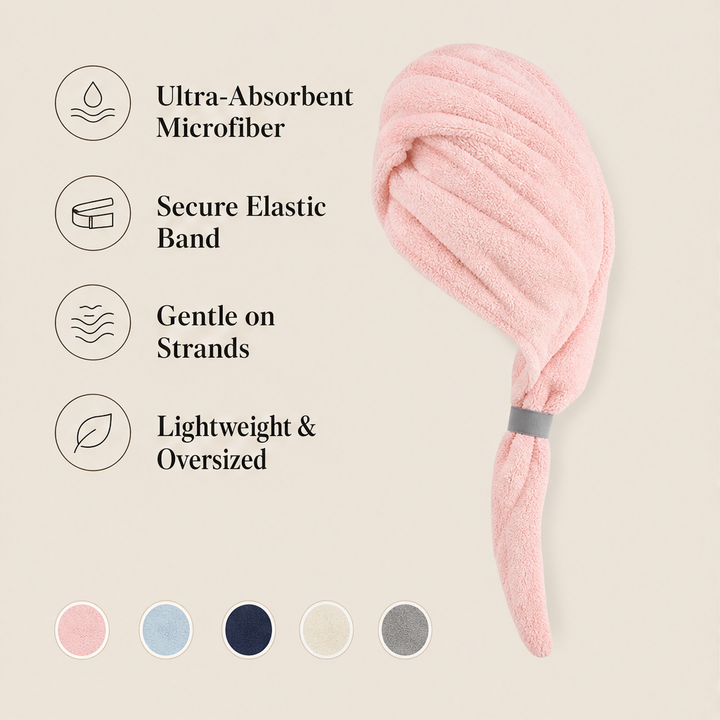 Wrapdry – Fast-Absorbing Secure-Band Hair Towel + 50% OFF features