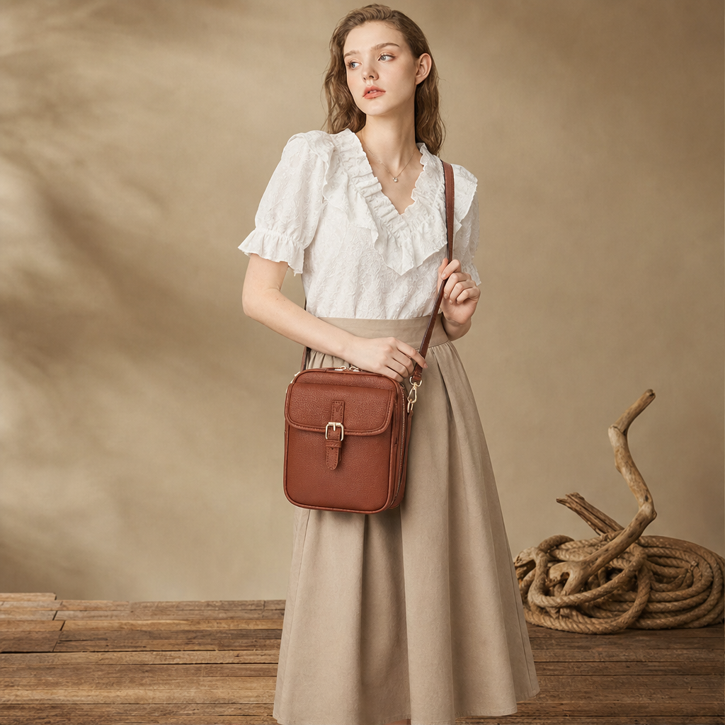 Rosewick – Vintage Pebbled Leather Crossbody Messenger Bag + 50% OFF lifestyle