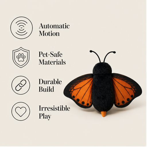 Flutterlure – Motion-Sensing Flapping Butterfly Interactive Cat Toy features