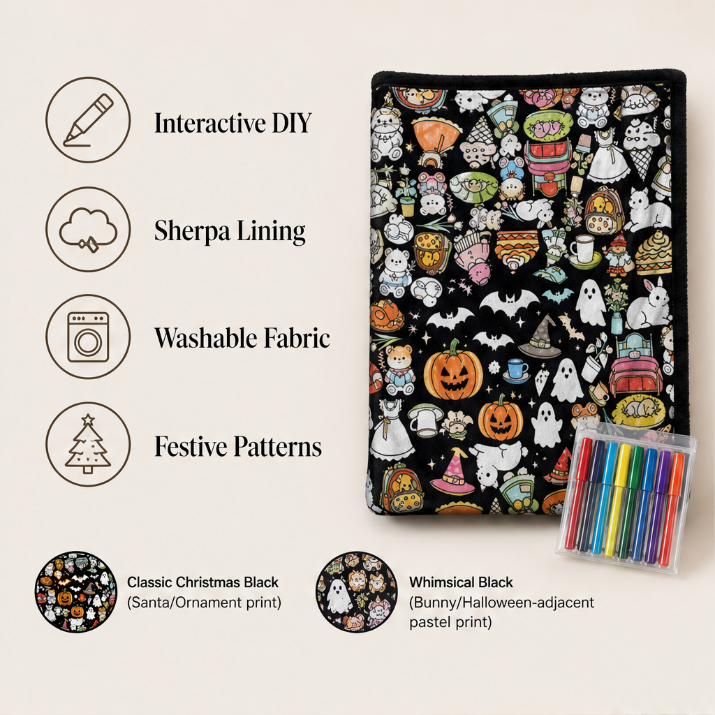 Huddlewick – DIY Color-Your-Own Fleece and Sherpa Family Blanket + 50% OFF features