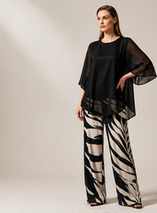Vaelora – Flowy Chiffon Top & Wide-Leg Printed Pants Matching Set + 50% OFF