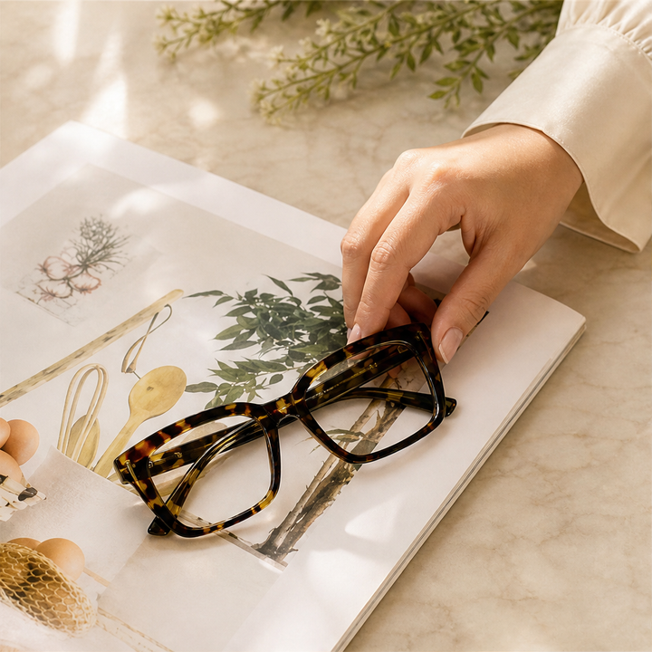 Amberloe – Blue Light Blocking Oversized Square Reading Glasses + 50% OFF lifestyle