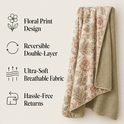 Willowmere – Reversible Floral Sherpa Throw Blanket features