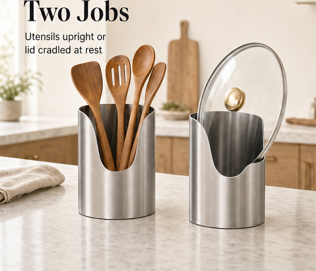 Sterling Perch – Stainless Steel Pot Lid &amp; Utensil Organizer + 50% OFF detail