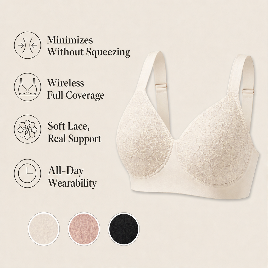 Softline – Wireless Full Coverage Lace Minimizer Bra + 1+1 FREE features