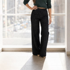Glimmerwick – Sparkling High-Waist Straight-Leg Pants + 50% OFF