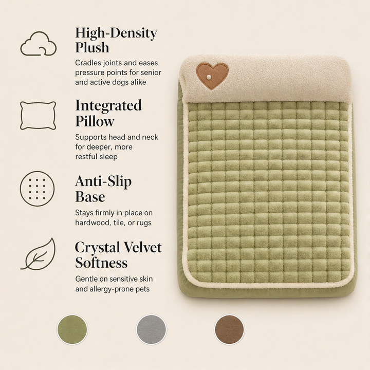 Plushden – Orthopedic Plush Dog Crate Pad with Non-Slip Base + 50% OFF features