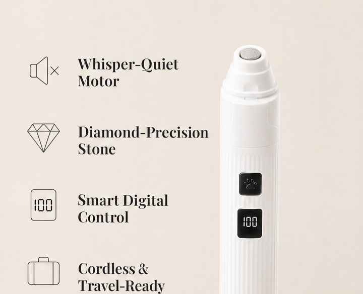 Pawsera – Whisper-Quiet Painless Electric Pet Nail Grinder + 50% OFF features