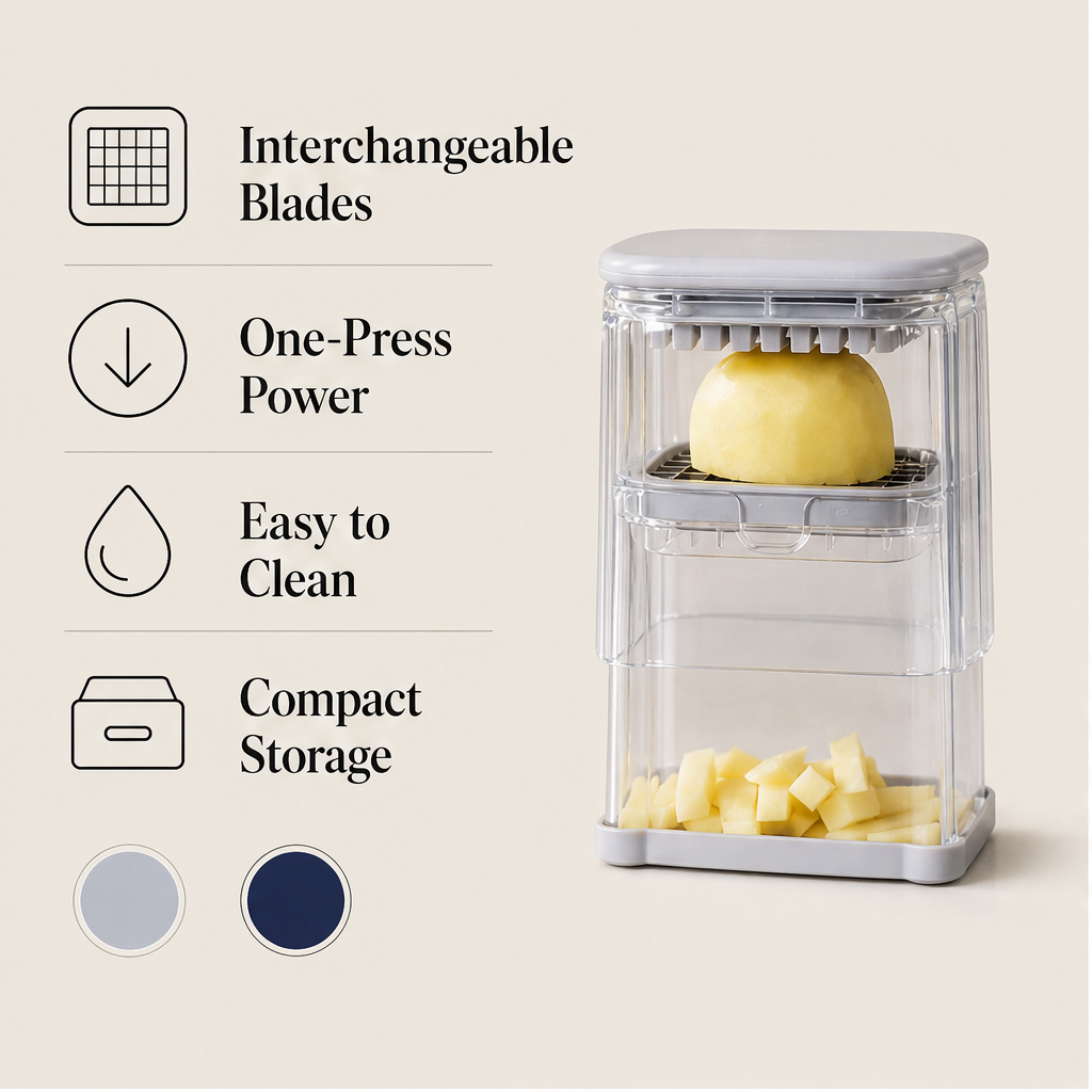 SpudPress – One-Press 4-in-1 Potato &amp; Veggie Cutter + 50% OFF features