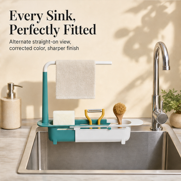 SinkCraft – Adjustable Telescopic Sink Storage Rack with Drain &amp;amp; Towel Bar + 50% OFF features