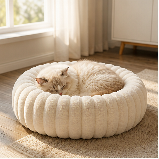 Snugloft – Ultra-Soft Calming Round Pet Bed with Raised Rim + 50% OFF lifestyle
