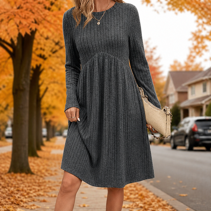 Cambrielle – Ribbed A-Line Midi Dress with Hidden Pockets + 50% OFF lifestyle